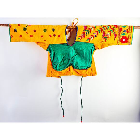 Vintage 90's Indian Traditional Mirrored Choli Tribal Banjara Gypsy Dance Top - Picture 1 of 4